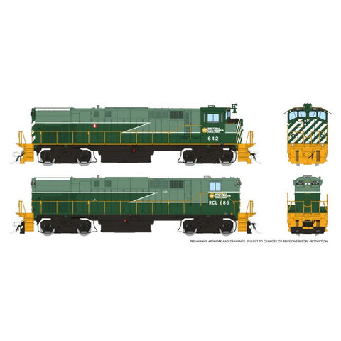 Rapido Trains HO M420 + M420B (DC/DCC/Sound): BCR - Green Lightning Stripe Scheme #642 + #686