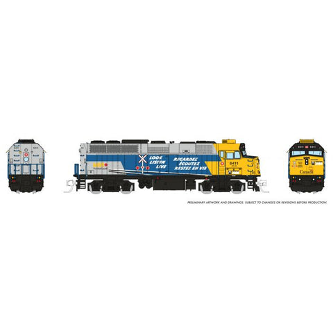 Rapido Trains N Rebuilt F40PH-2D (DC/DCC/Sound): VIA Rail - Original Scheme Operation Lifesaver #6411 - Pre Order