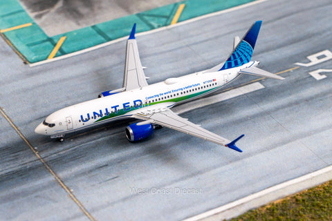 September Release NG Models United Airlines Boeing 737 MAX 8 “Evo Blue/Connecting the world. Ensuring a better future. sticker” N77259