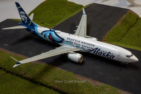August Release Gemini Jets Alaska Airlines Boeing 737 MAX 9 “Seattle Kraken” N915AK - 1/200