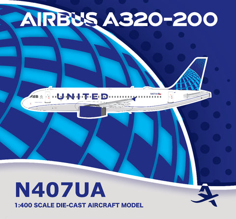 Altitude Models United Airlines Airbus A320-200 “Evo Blue” N407UA - Pre Order