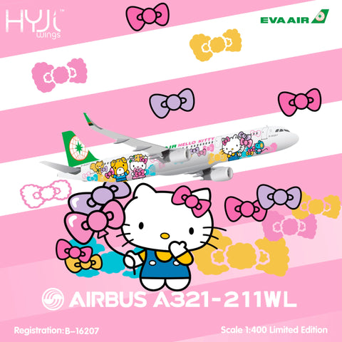 June Release 2025 HYJL Wings EVA Air Airbus A321-211 “Hello Kitty” B-16207 - Pre Order